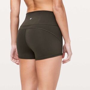 Olive Lululemon In Movement Shorts 2.5 inch